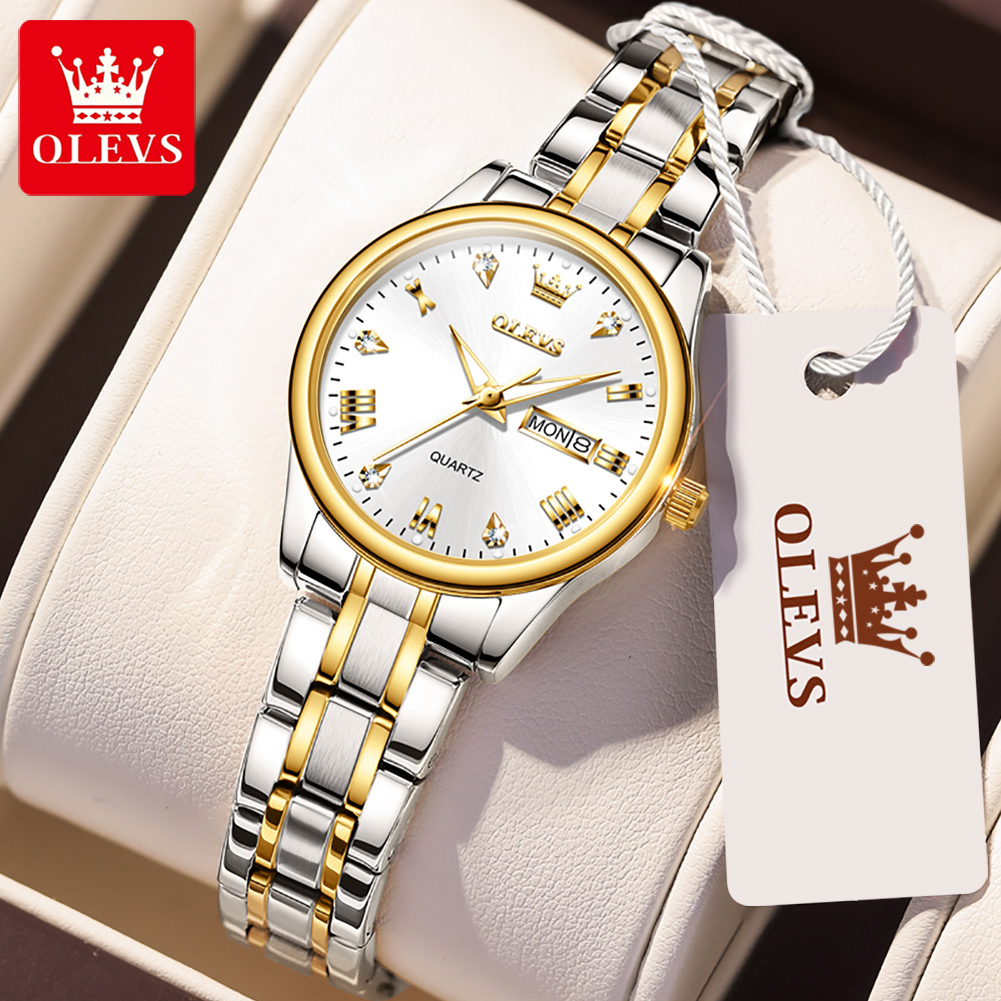 Luxury Watch Cheap - Olevs-女性用防水クォーツ時計、新しいファッション、クラシック、高級ブランド、女性用時計、ステンレススチールストラップ時計、5563