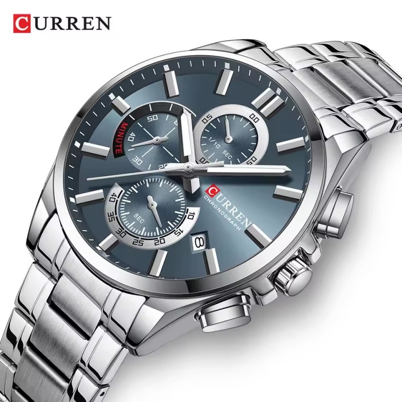 Luxury Watch Kids - CURREN 8475 新ファッションメンズクォーツ腕時計 ビジネスカレンダーウォッチ 6針ステンレススチールストラップクォーツ腕時計