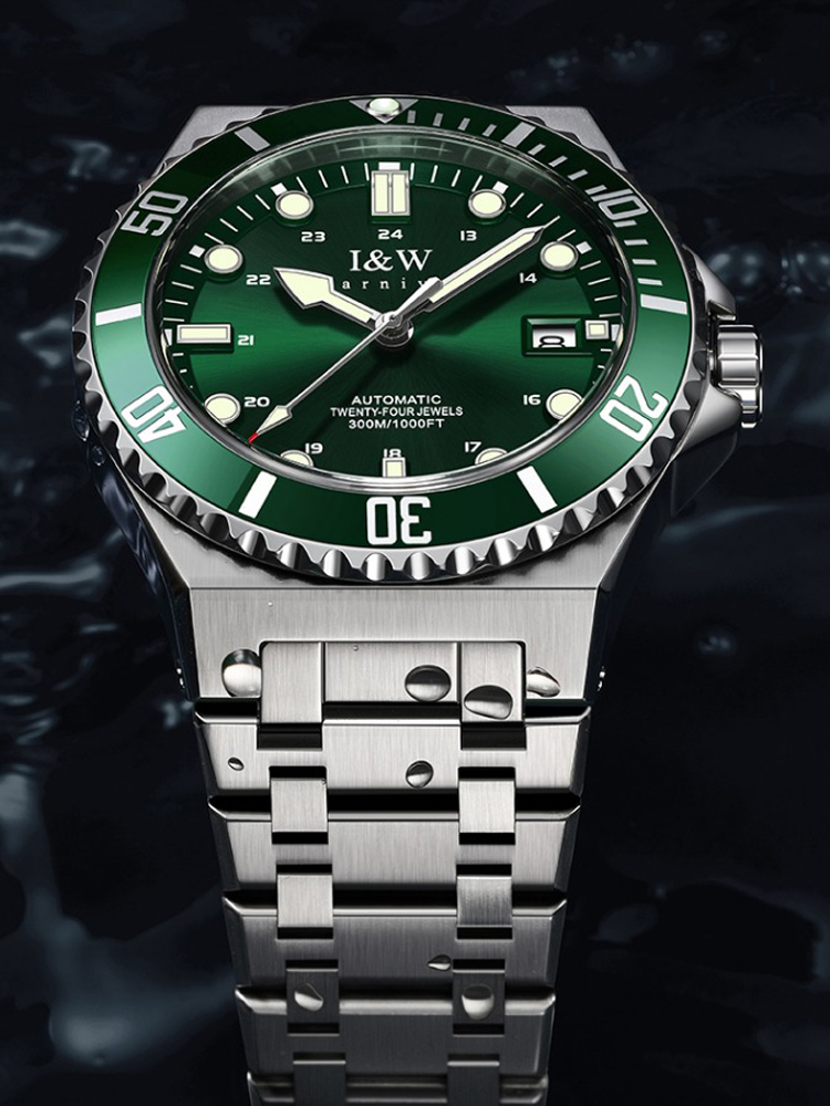 Diver Watch 300M - IW 高級ブランド自動機械式スポーツダイビングウォッチレッドブルーベゼルスチールサファイア高級メンズ腕時計 300 メートル防水