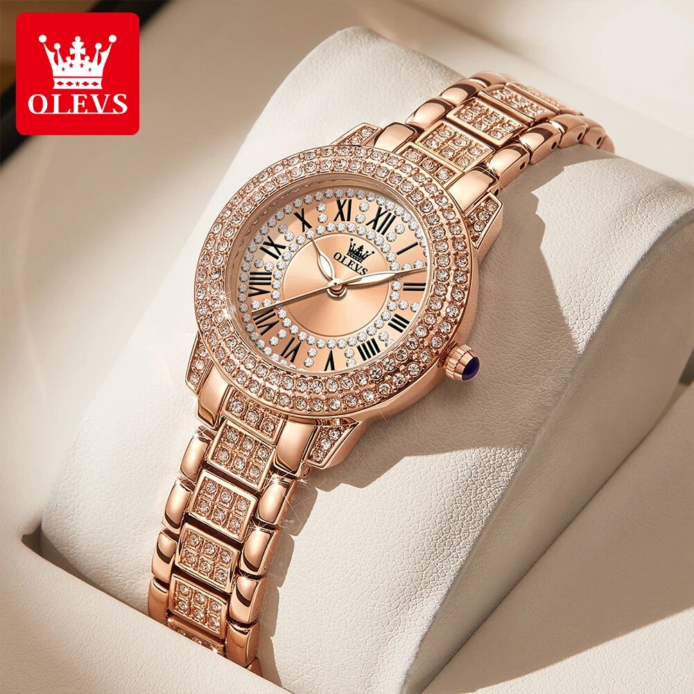 Luxury Watch Cheap - Olevs-レディースウォッチ,ラグジュアリークォーツ,エレガント,ステンレススチール,防水,オリジナル,9943