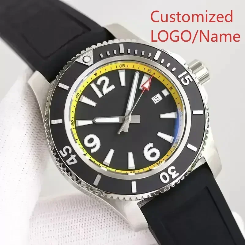 Luxury Watch Market - A11 ストアカスタマイズされた腕時計メンズ腕時計ブラックブルー発光ステンレス鋼回転ベゼル自動機械式ラバー