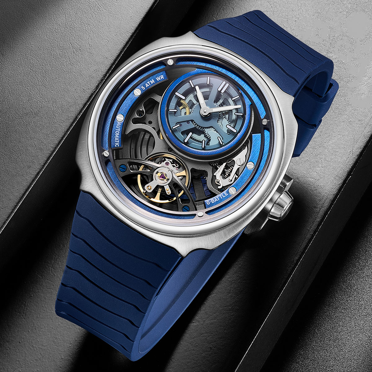 Luxury Watch Hublot - 大型ダイヤルスケルトン機械式時計男性用自動自動巻きステンレススチールケースシリコンストラップスポーツ男性腕時計