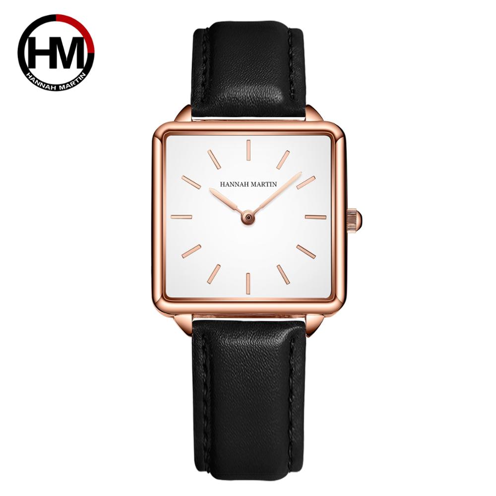 Luxury Watch Square - 本革ストラップ日本クォーツムーブメントHM-108女性シンプルなデザインのトップの高級ブランド腕時計レディーススクエア腕時計
