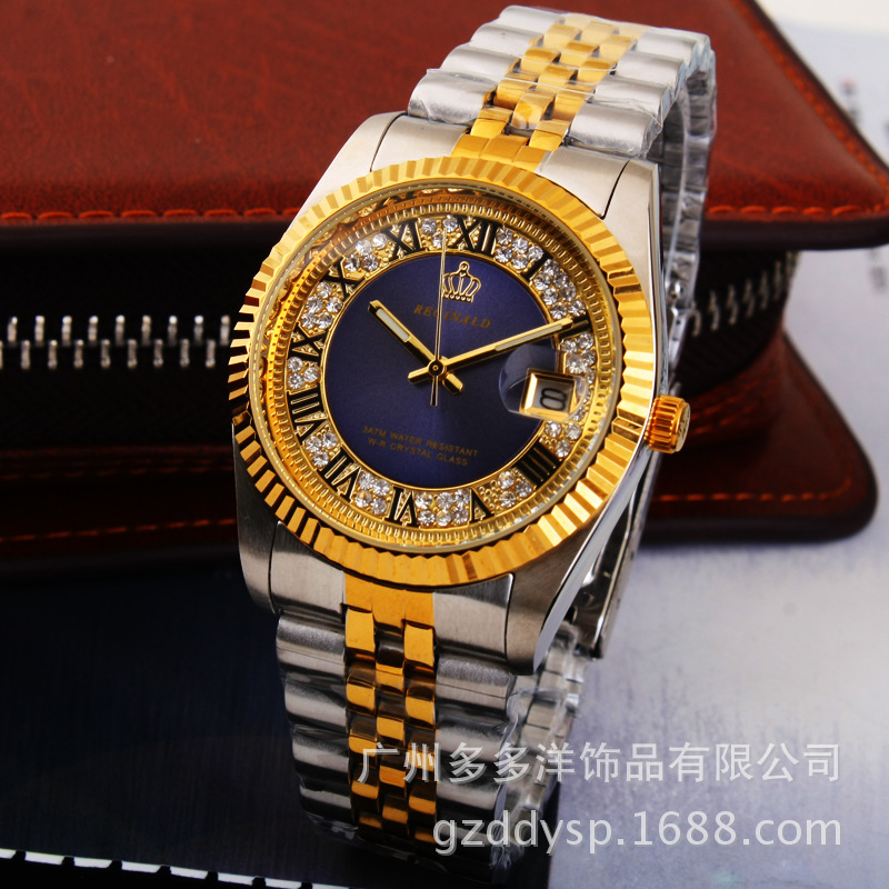 Luxury Watch Market - 2016高級香港レジナルドブランド腕時計ゴールデンブルークォーツ時計ドレスパーティー50メートル防水男性女性恋人腕時計