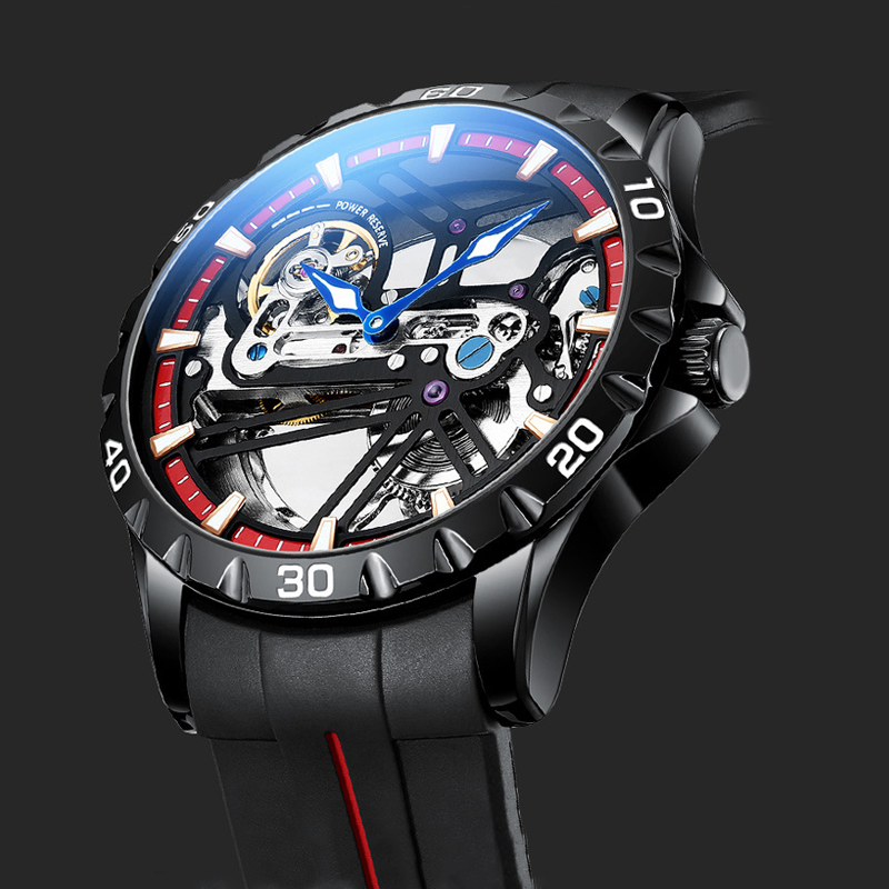 Luxury Watch Hublot - Ailang-男性用防水機械式時計,自動,発光,骨格,シリコンストラップ,スポーツ,高級ブランド