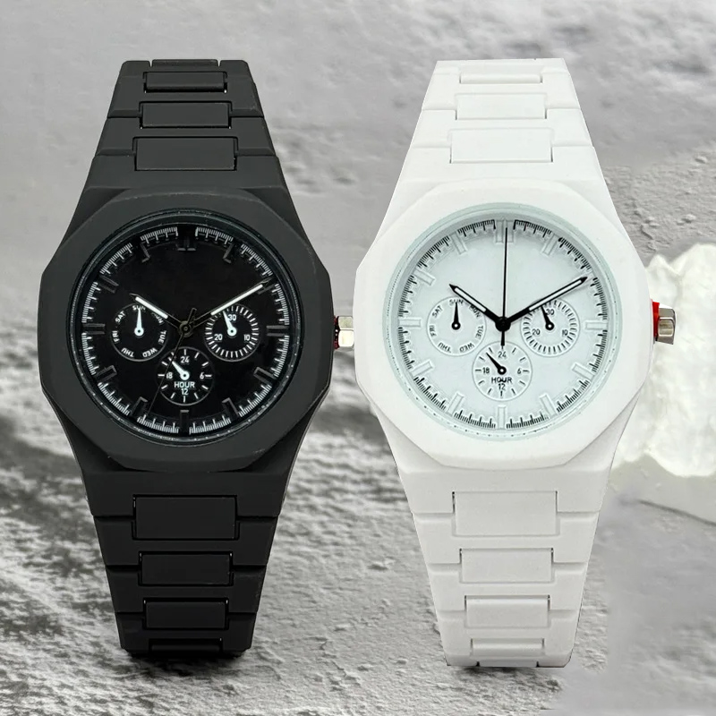 Luxury Watch Market - 有名なブランド偽三目ダイヤル男性女性腕時計ファッションクォーツ時計カジュアルプラスチックバンドレディース腕時計高級時計