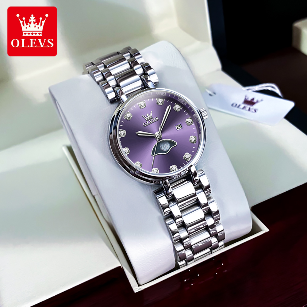 Olevs-女性用クォーツ時計,パープルラインストーン,防水 - Luxury Watch Cheap のレビューと価格