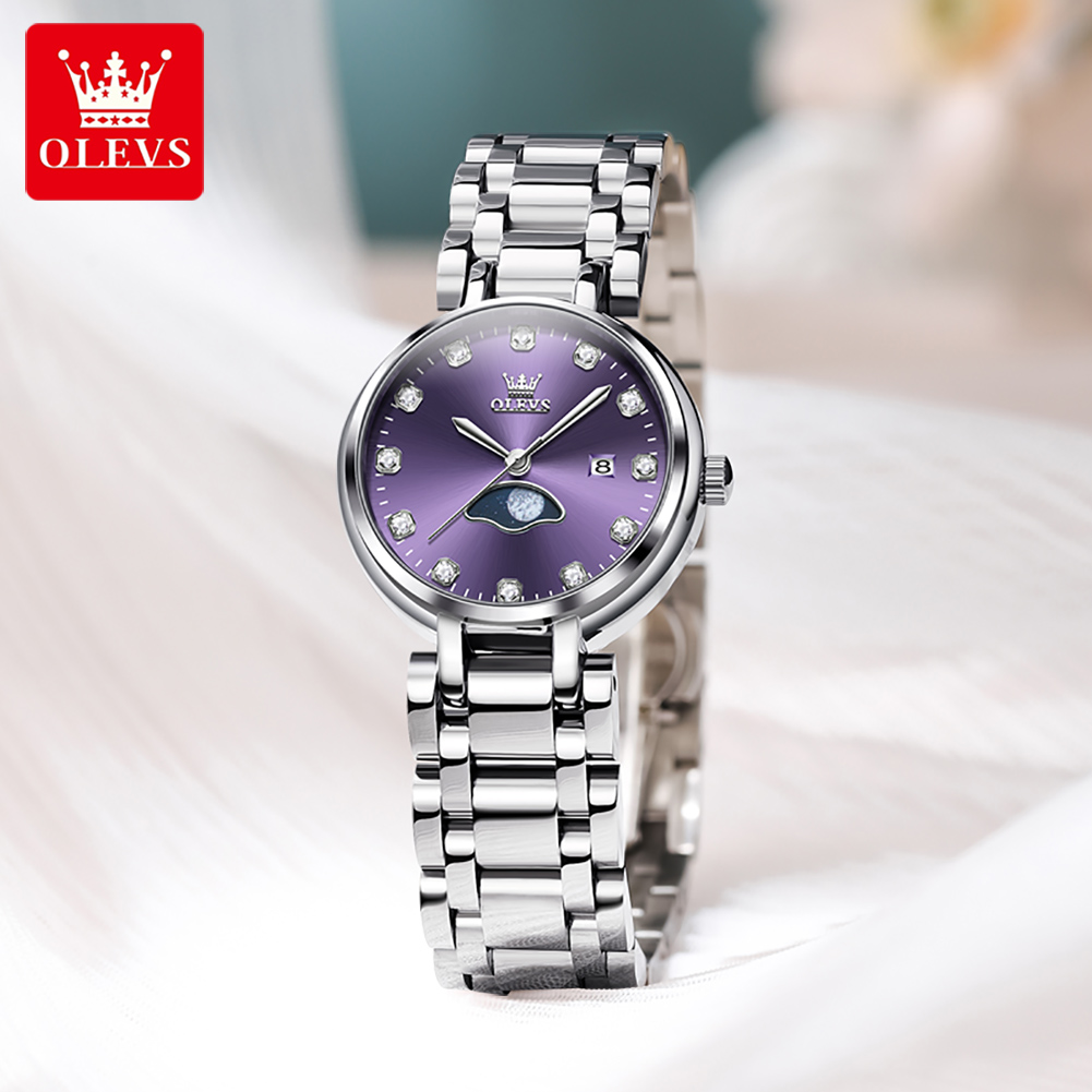 Olevs-女性用クォーツ時計,パープルラインストーン,防水 - Luxury Watch Cheap のレビューと価格