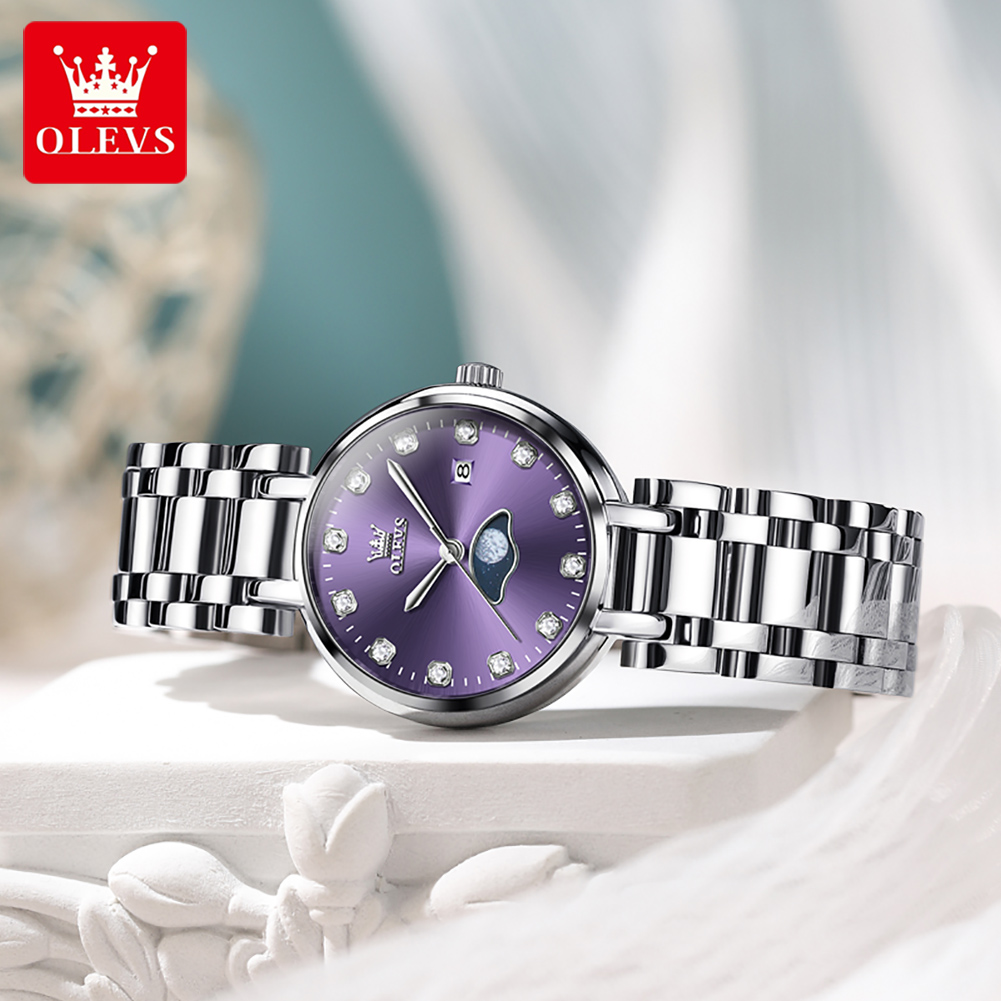 Olevs-女性用クォーツ時計,パープルラインストーン,防水 - Luxury Watch Cheap のレビューと価格