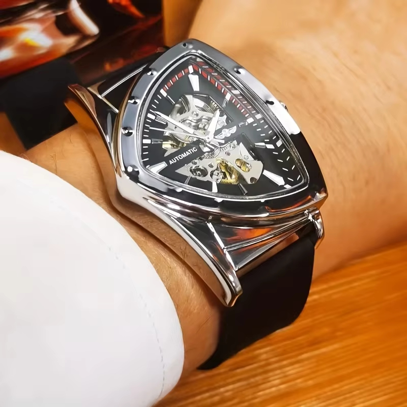 WINNER メンズ高級軍事機械式時計自動三角スケルトン発光 - Luxury Watch Rubber Strap のレビューと価格