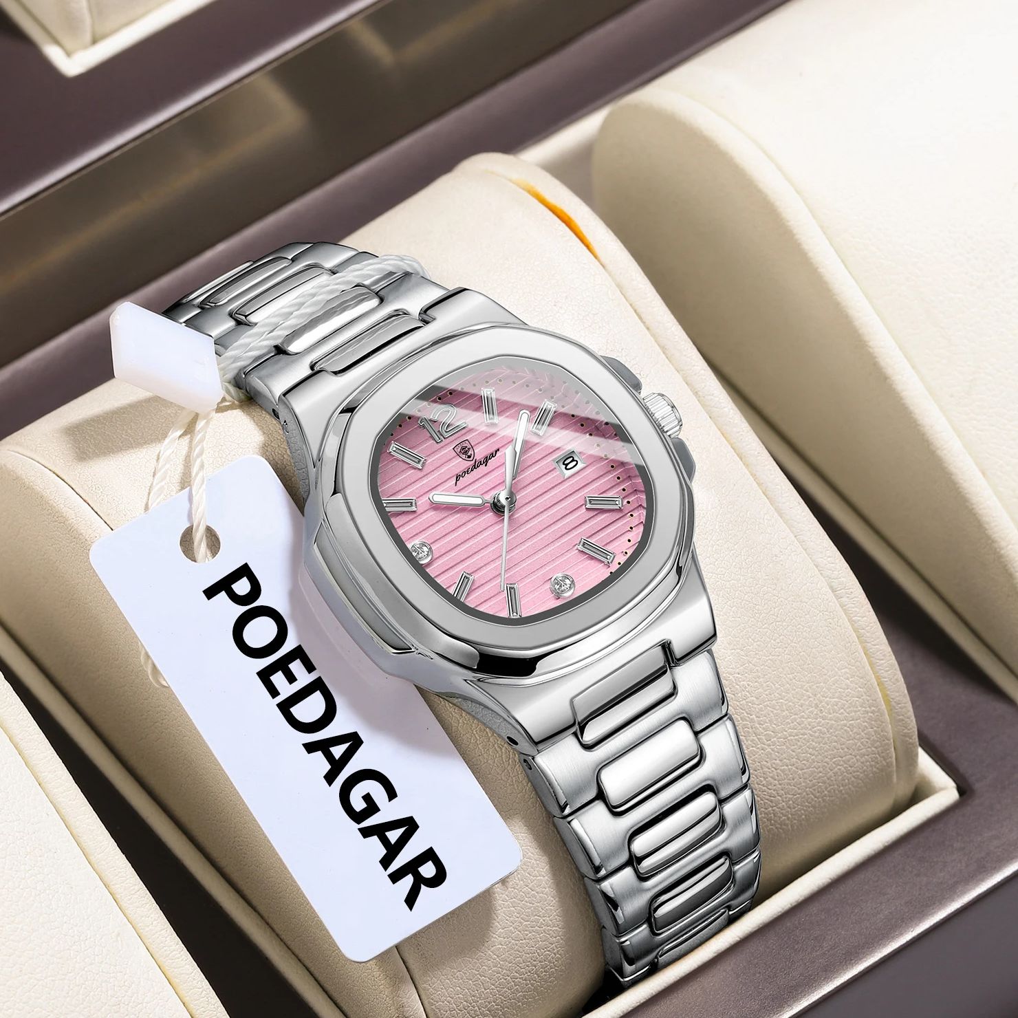 POEDAGARスクエアファッション女性腕時計夜光防水日付レ - Luxury Watch Square のレビューと価格
