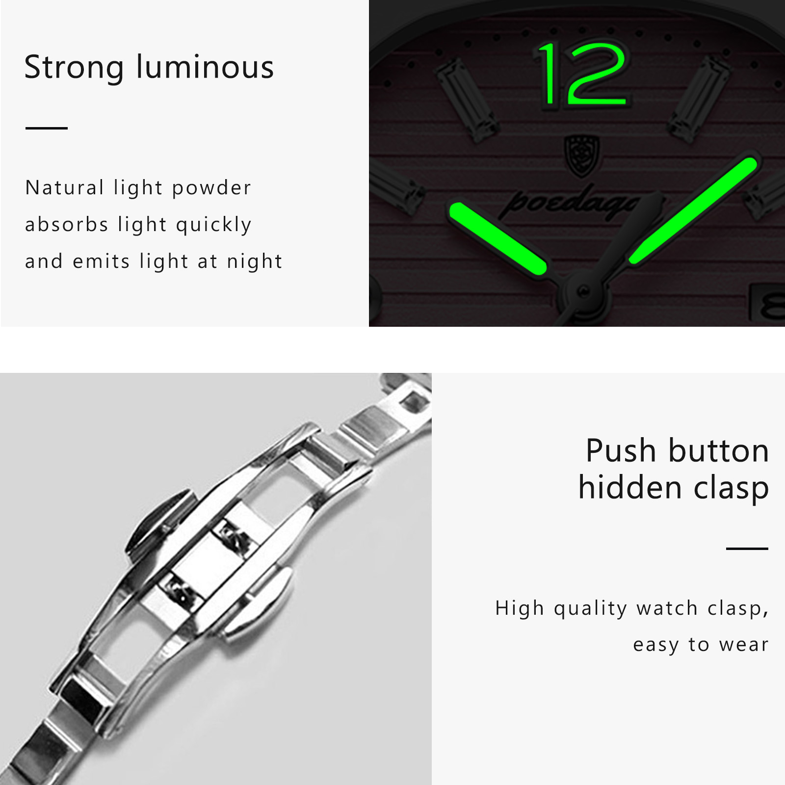 POEDAGARスクエアファッション女性腕時計夜光防水日付レ - Luxury Watch Square のレビューと価格