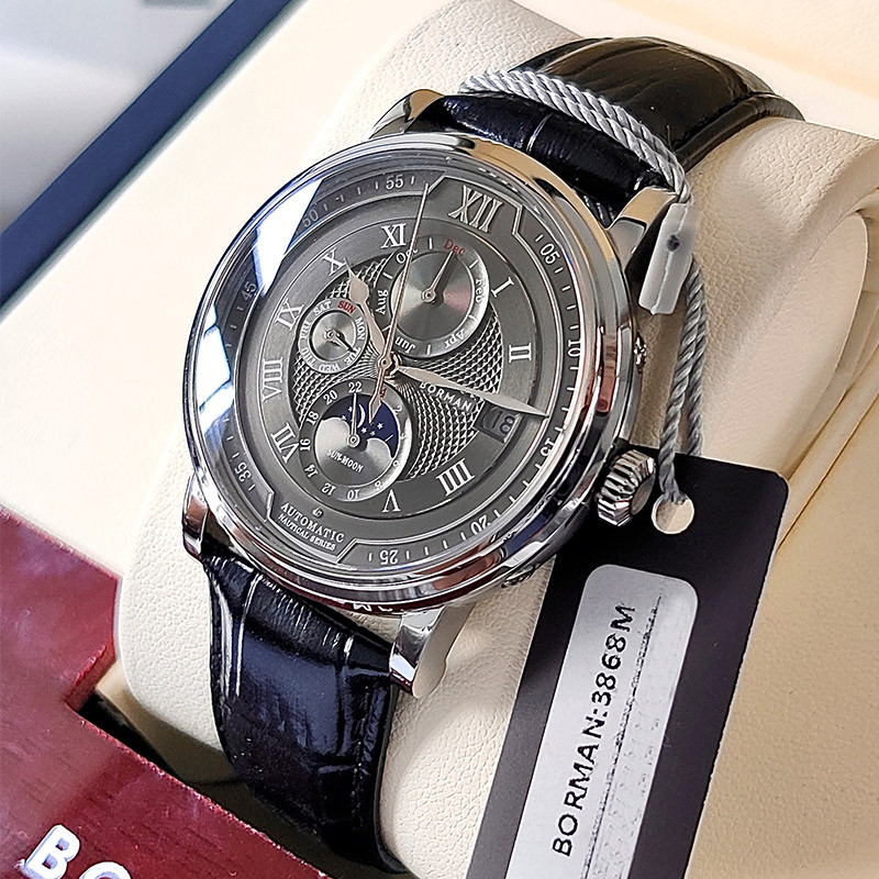 ボルマン-男性用自動機械式時計,サファイア,耐水性,多機能, - Luxury Watch Winder のレビューと価格