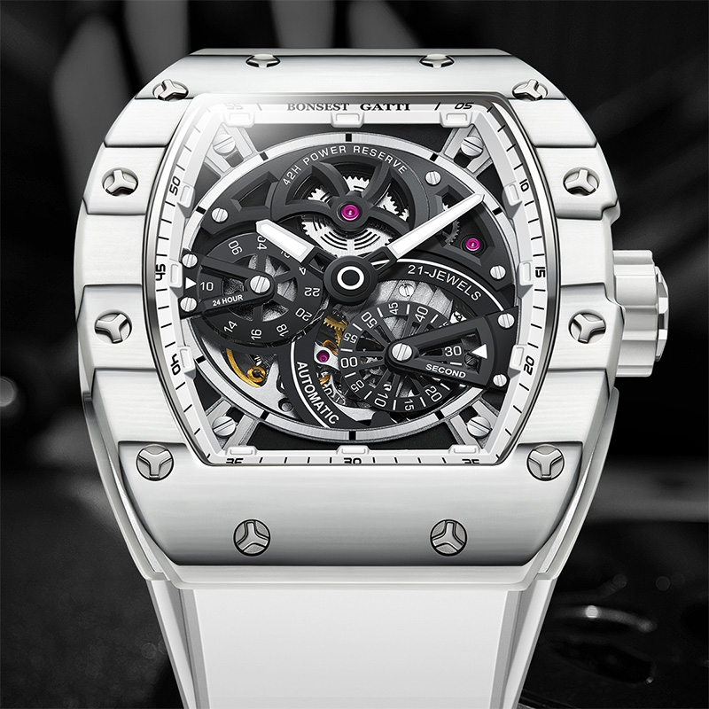 BONEST GATTI メンズ機械式時計 トノー型カーボン - Luxury Watch Rubber Strap のレビューと価格