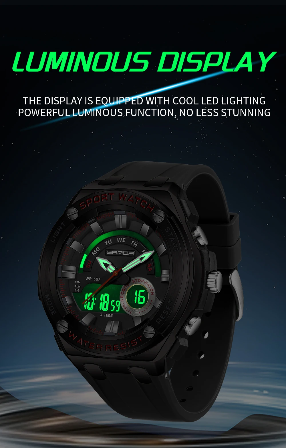 SANDA 新しいホット販売メンズ電子クォーツ時計多機能防水 - Luxury Watch Shop のレビューと価格