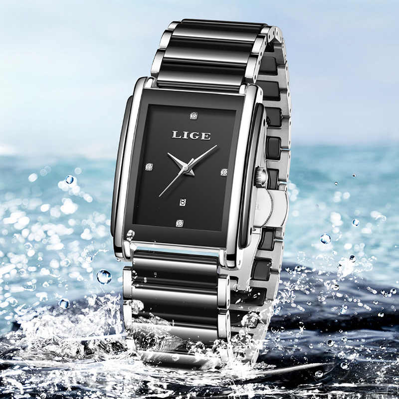 LIGE 新しい高級女性腕時計エレガントなセラミッククォーツ - Luxury Watch Square のレビューと価格