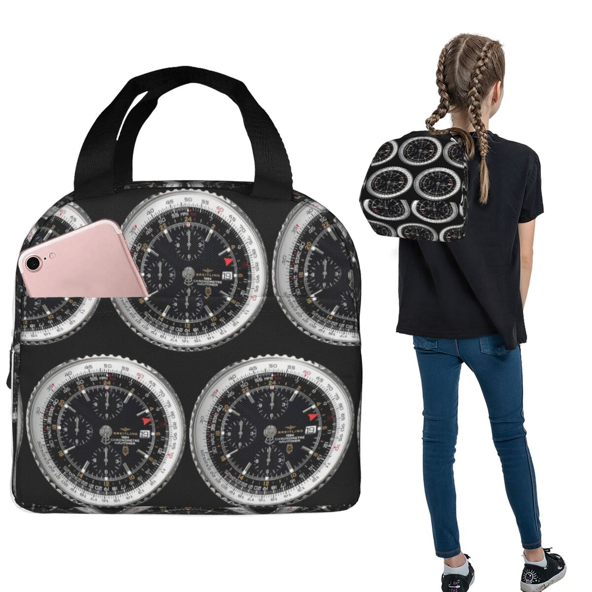 高級時計型の断熱ランチバッグ 女性用 子供用 ポータブルフー - Luxury Watch Kids のレビューと価格