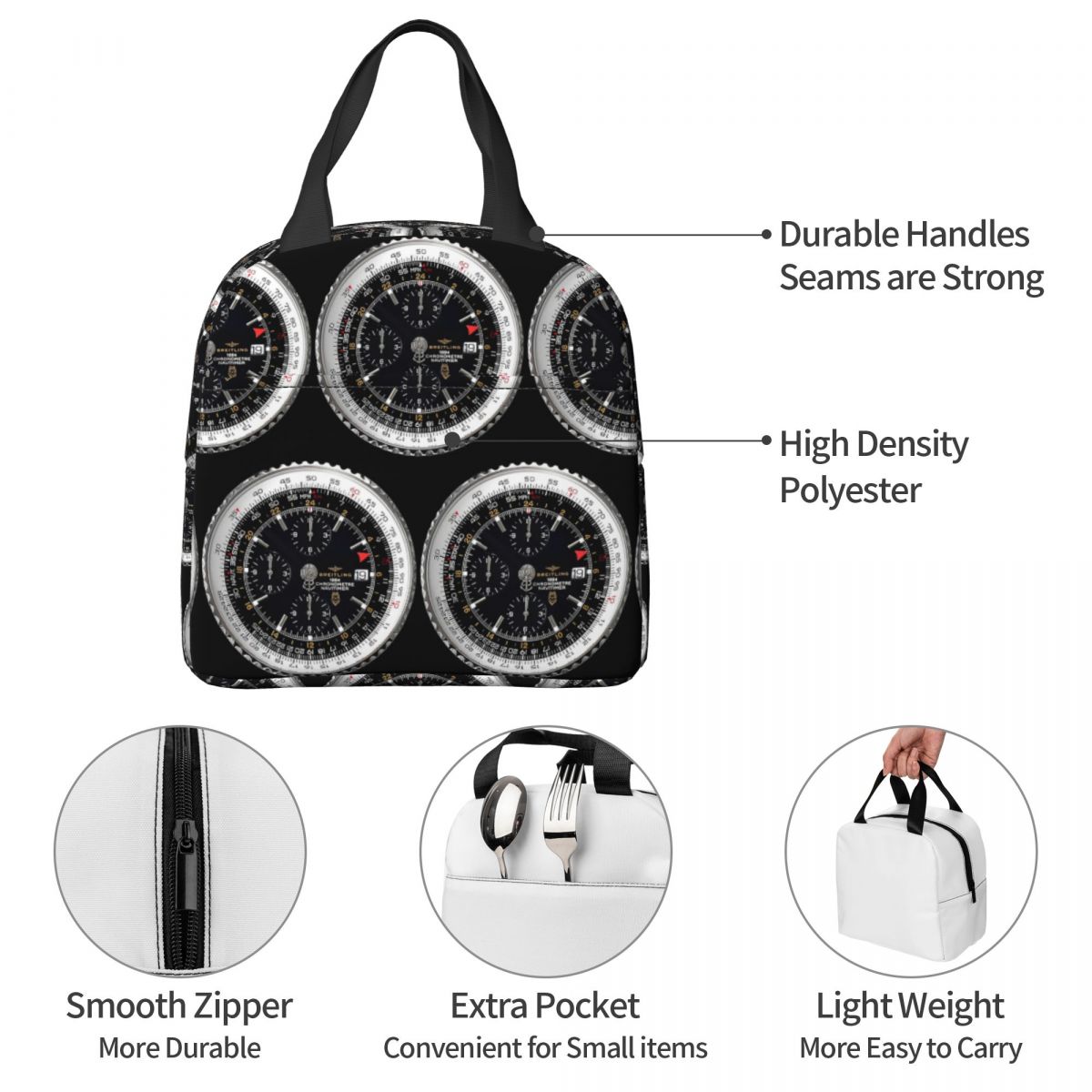 高級時計型の断熱ランチバッグ 女性用 子供用 ポータブルフー - Luxury Watch Kids のレビューと価格