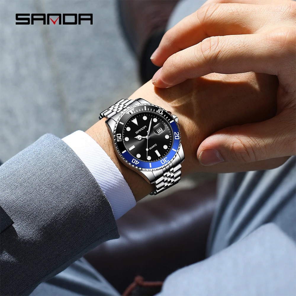 SANDA 1099 ファッション高級メンズクォーツ時計グリ - Luxury Watch Shop のレビューと価格