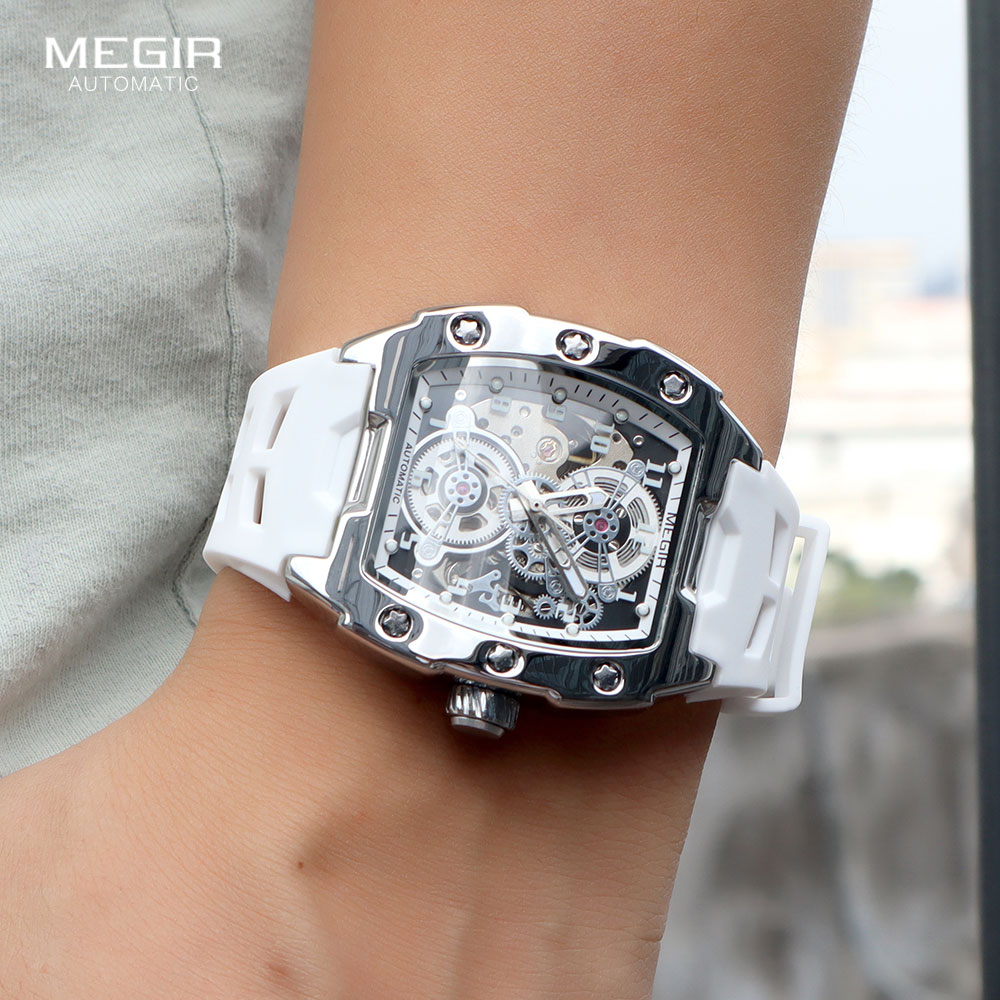 Megir-メンズメカニカルスポーツウォッチ,防水,白いシリ - Luxury Watch Hublot のレビューと価格