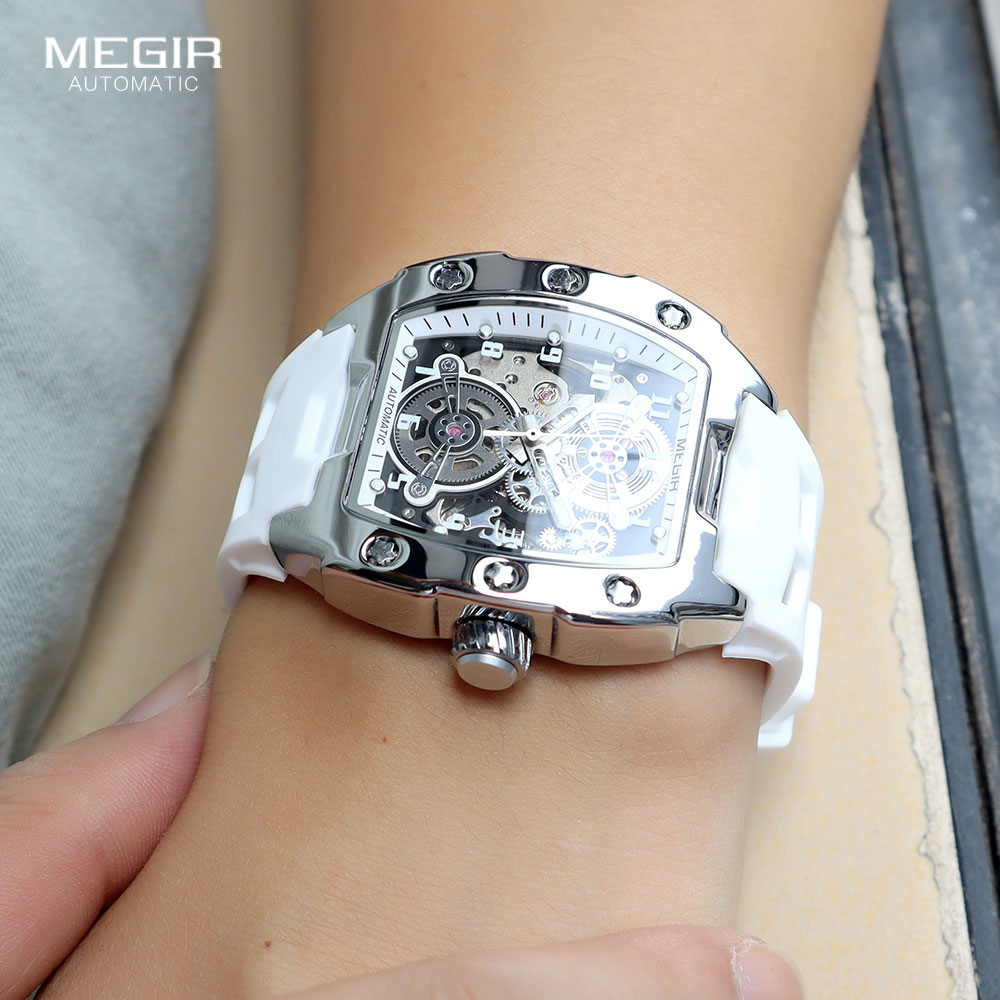 Megir-メンズメカニカルスポーツウォッチ,防水,白いシリ - Luxury Watch Hublot のレビューと価格