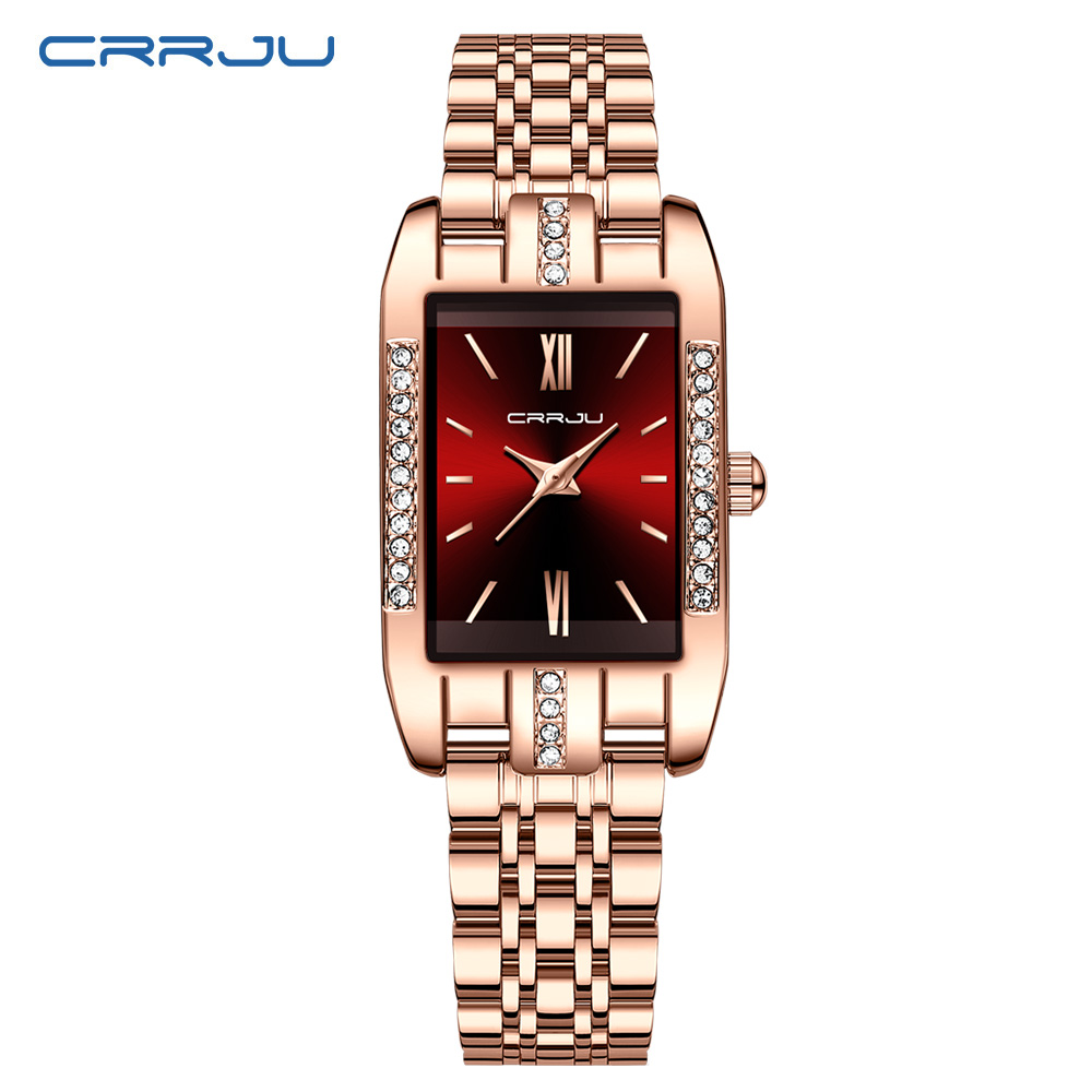 CRRJU 高級スクエア腕時計女性のための防水ステンレス鋼レ - Luxury Watch Square のレビューと価格