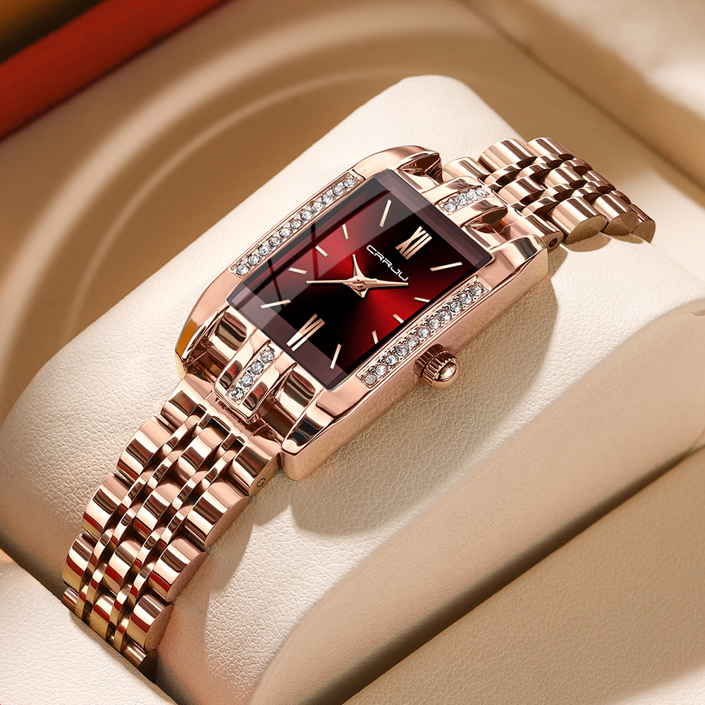 CRRJU 高級スクエア腕時計女性のための防水ステンレス鋼レ - Luxury Watch Square のレビューと価格