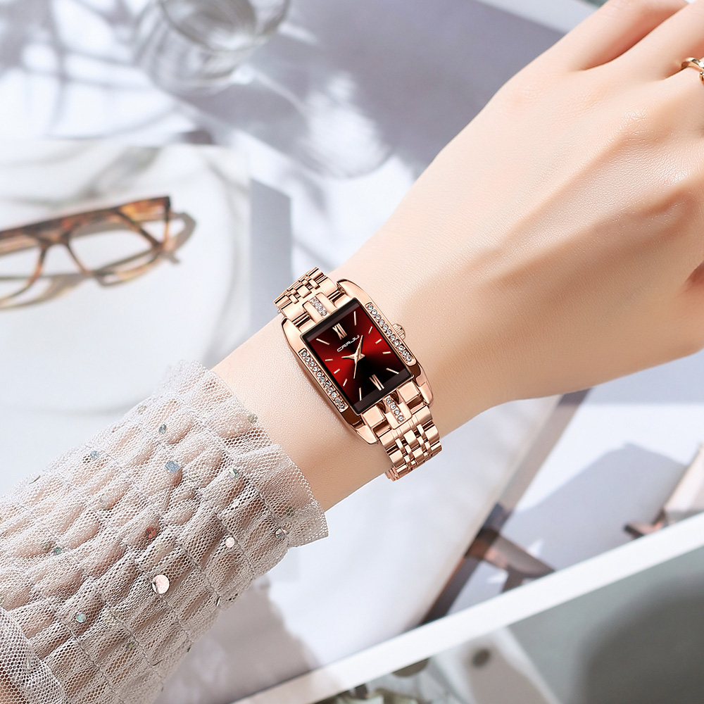 CRRJU 高級スクエア腕時計女性のための防水ステンレス鋼レ - Luxury Watch Square のレビューと価格