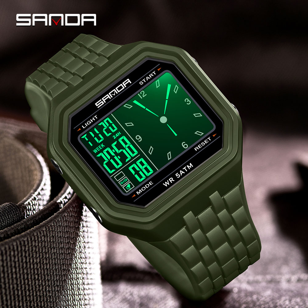 サンダ高級電子時計メンズ防水発光多機能学生トレンドデュアルス - Luxury Watch Shop のレビューと価格