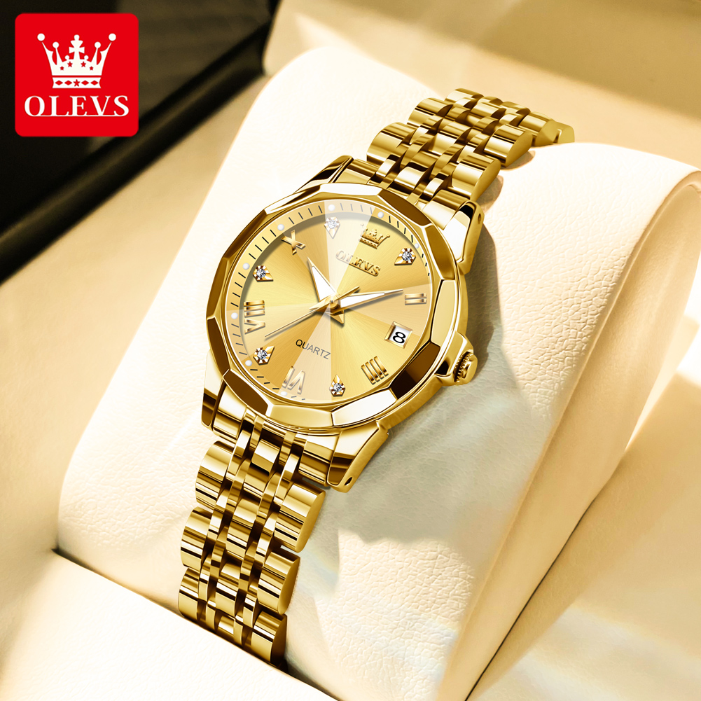 OLEVS ファッションゴールデン腕時計女性のためのステンレ - Luxury Watch Cheap のレビューと価格