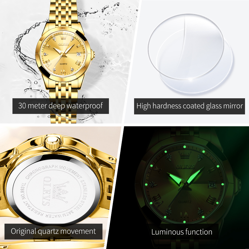 OLEVS ファッションゴールデン腕時計女性のためのステンレ - Luxury Watch Cheap のレビューと価格