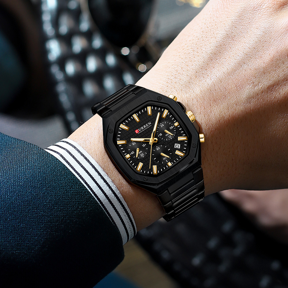 CURREN 高級スクエアクロノ腕時計男性用クラシックデザイ - Luxury Watch Square のレビューと価格