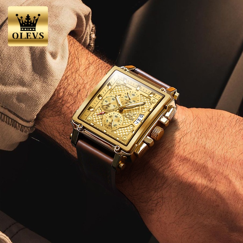OLEVSブランド メンズ腕時計 防水 レザーストラップ ク - Luxury Watch Square のレビューと価格
