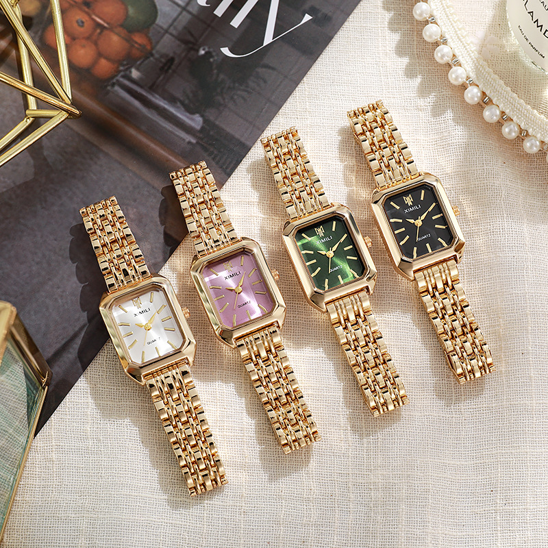 女性と女の子のための長方形のスチールバンドクォーツ時計、女性 - Luxury Watch Kids のレビューと価格